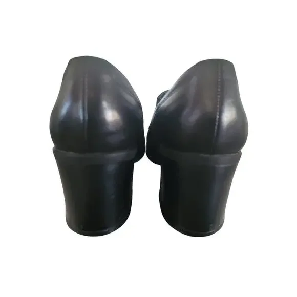 Clarks Womens Black Loafers Leather Slip on Block Heel 2" Sz 8 - Picture 6 of 10